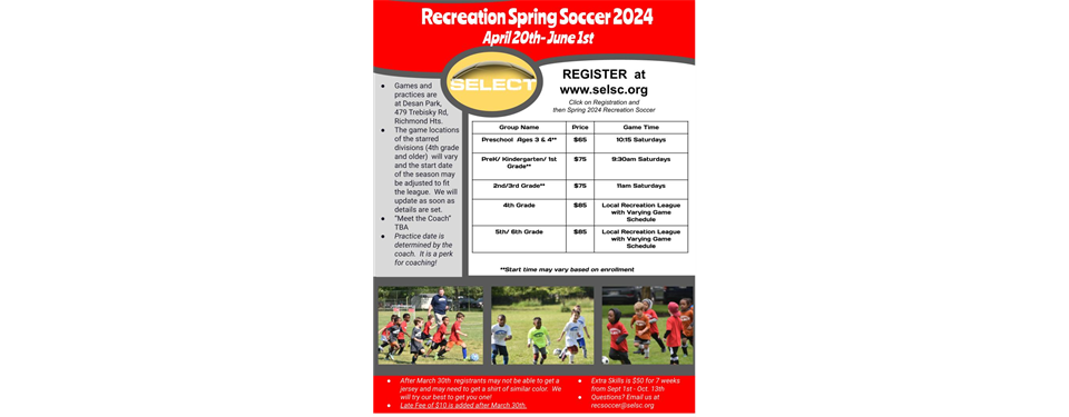 Spring Soccer Information!