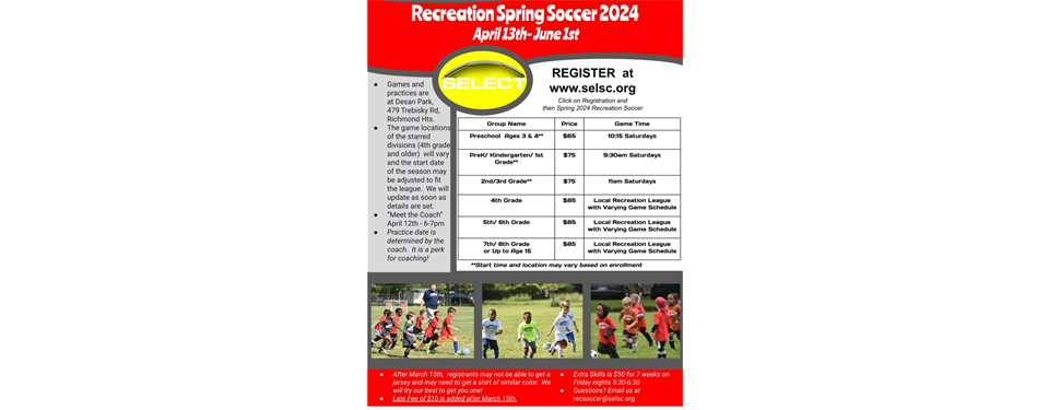 Spring Soccer Information!