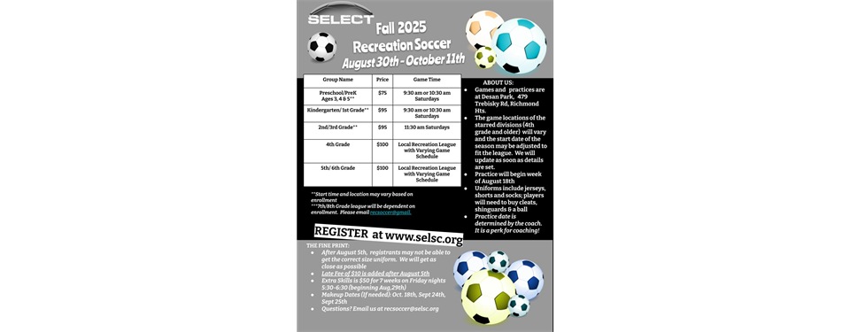 Fall Soccer Information!