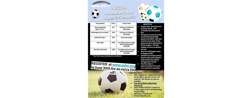 Fall Soccer Information!